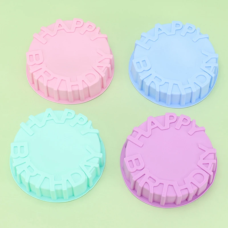 

Cake Pan Silicone Cake Mold Non Stick happy birthday with Spiral Design Suitable for Cake Jelly Bread Birthday Party DIY Tools