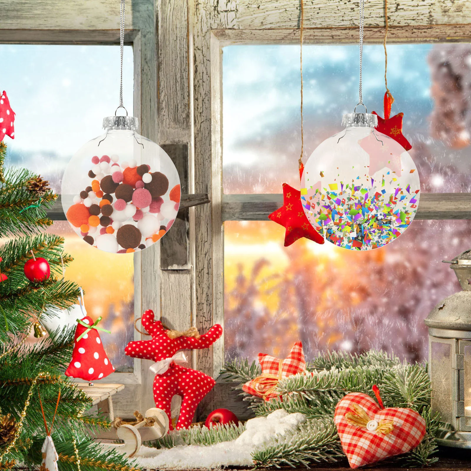 

10 Pcs Christmas Flat Balls Wedding Decoration Clear Ornaments Crafts Fillable Quiz Light Bulb DIY