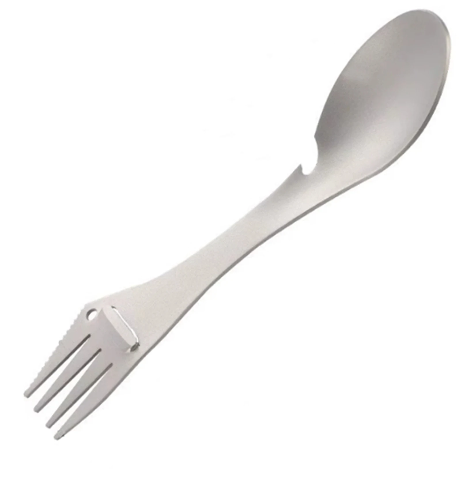 Фото Титановый многофункциональный инструмент Spork Посуда 6-в-1 с ложкой, вилкой, ножом, открывателем для бутылок, подвесным отверстием и ножом Ультра-прочный №1
