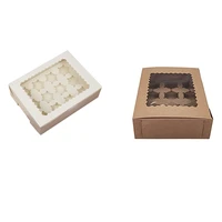 5 pcs cupcake box with window white brown kraft paper boxes dessert mousse box 12 cup cake holders