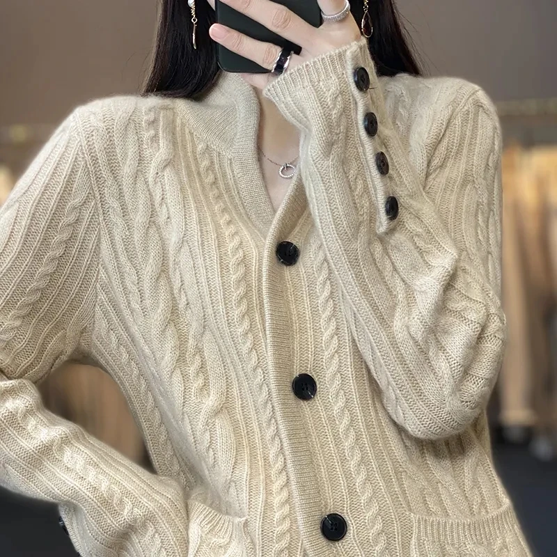

2023New Autumn Winter Cardigan Sweater Jacket Women Korean Loose Single-Breasted Knitted Coat Female Casual Overcoat Ladies Tops
