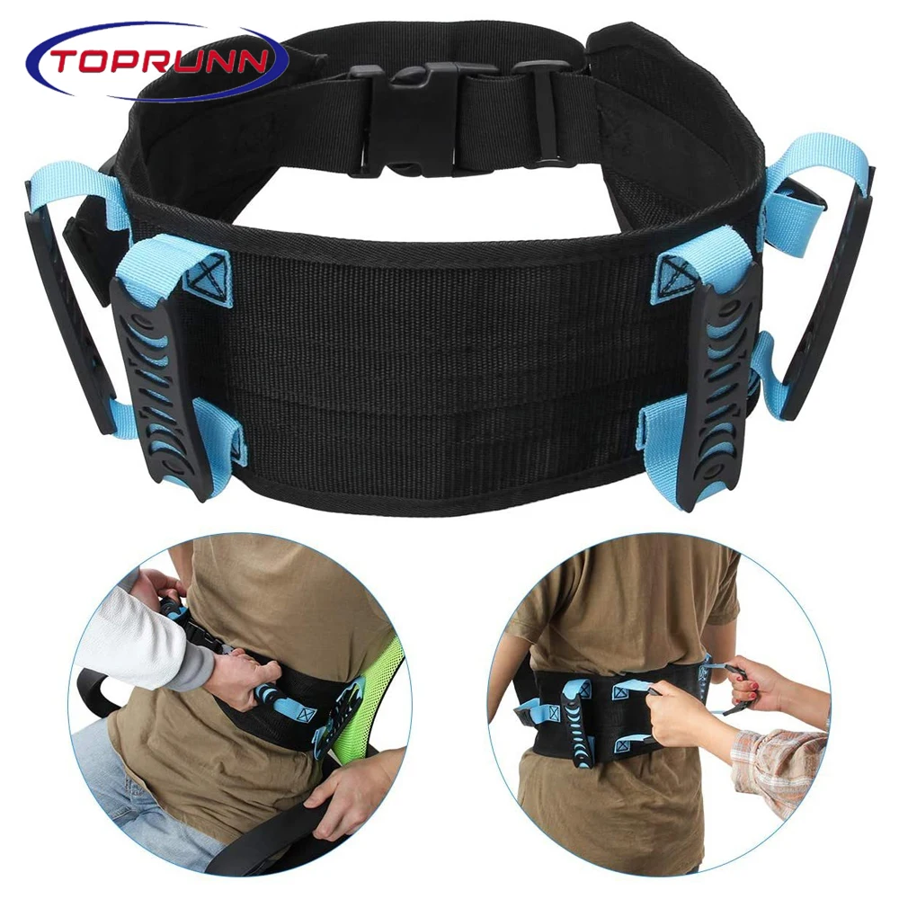 

Transfer Gait Belt with 6 Handles - Quick Release Buckle for Elderly and Patient Care | Adjustable Size 35” to 50”