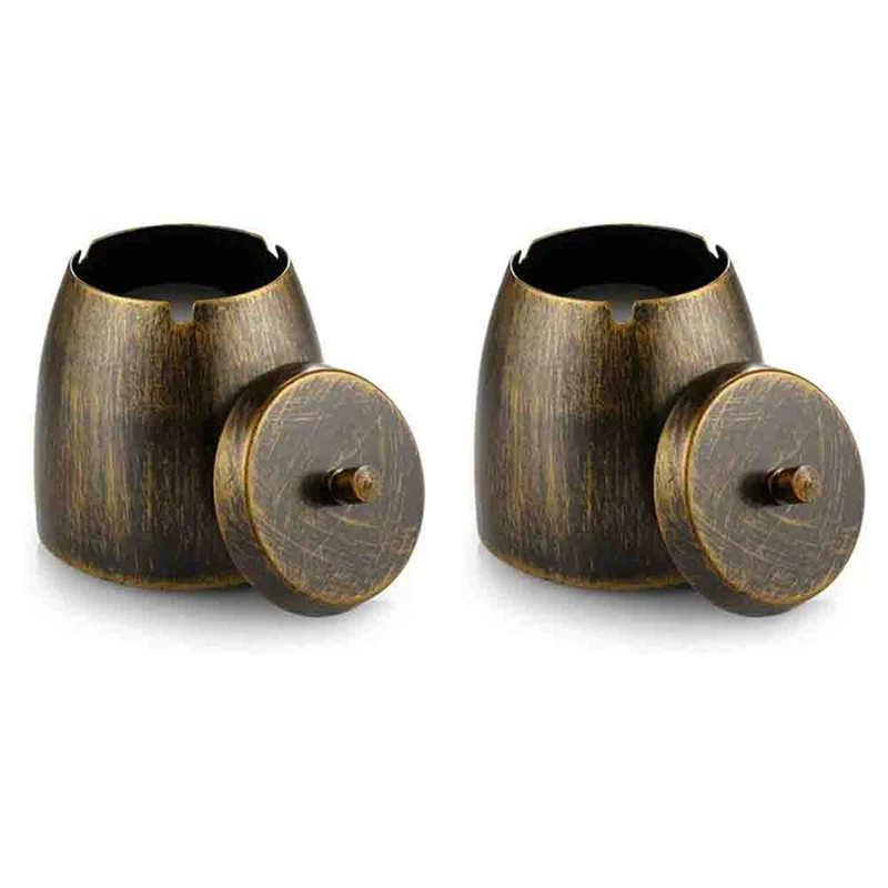 

4X Wind Ashtray With Stainless Steel, Ashtray Wind And Rainproof, With Non-Slip Base, Table Ashtray