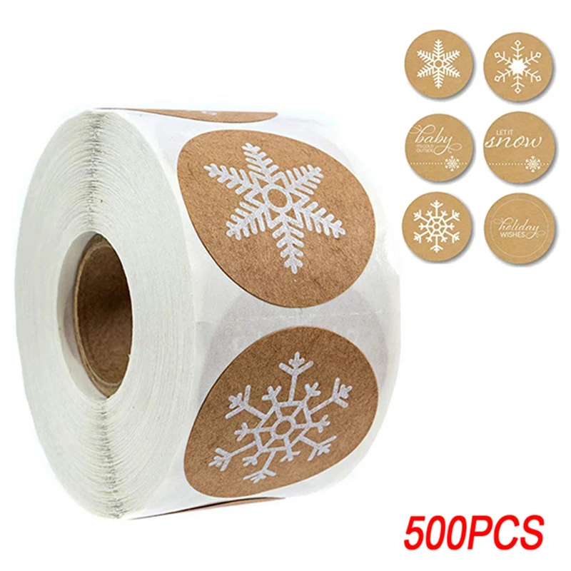 

500pcs Snowflake Sticker Sealing Label Christmas Sticker Baking Packaging Party Gift Decoration Sealing Sticker Wholesale Labels