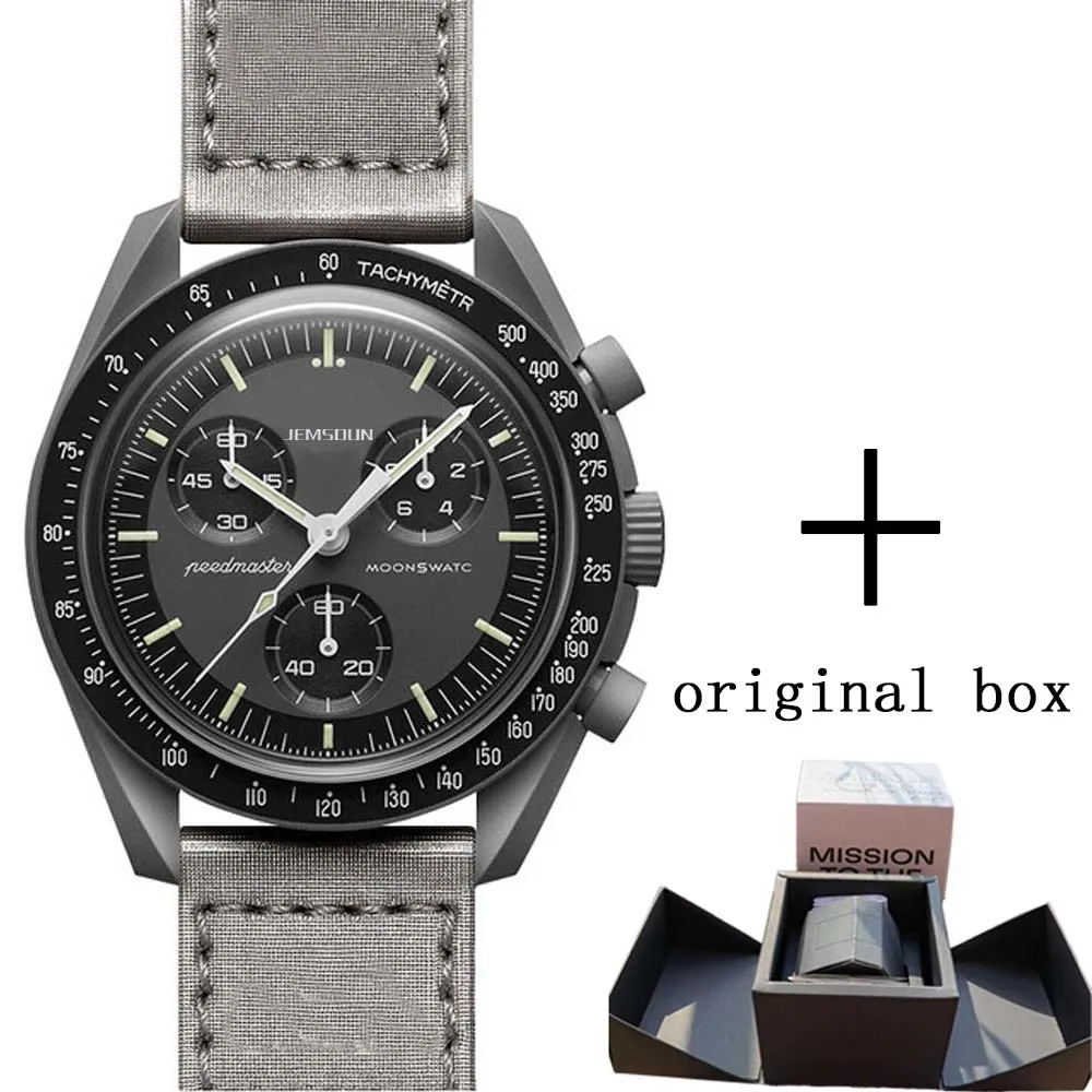 

Hot Original Brand With Original Box Moon Watches For Mens Multifunction Plastic Case Watch Chronograph Explore Planet AAA Clock