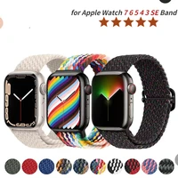 braided solo loop strap for apple watch 44mm 40mm series 7 6 54se adjustable elastic nylon strap for iwatch 3 42mm 38mm bracelet