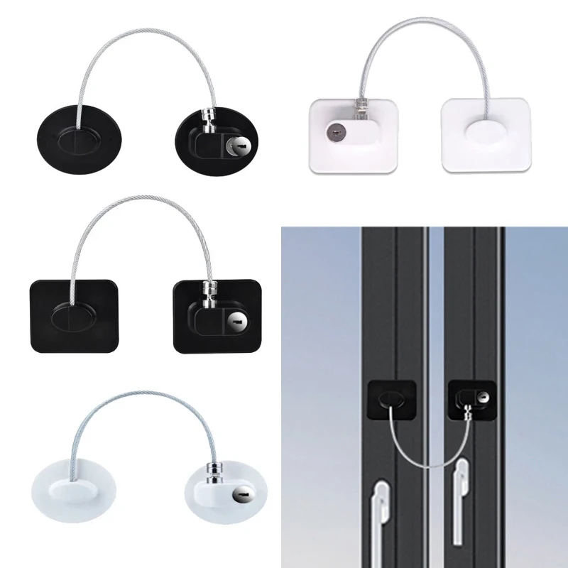 

Baby Safety Locks Child Window Restrictor Household Opening Window Limiter Kids Refrigerator Cable Security Locks with Key