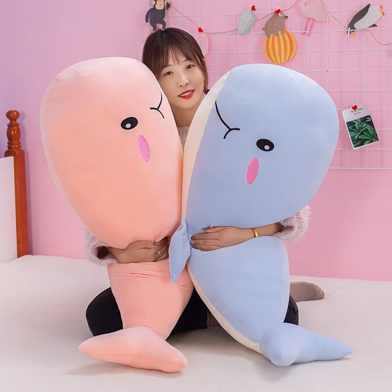 Креативная мягкая плюшевая игрушка-Кит голубого и розового цветов декоративные