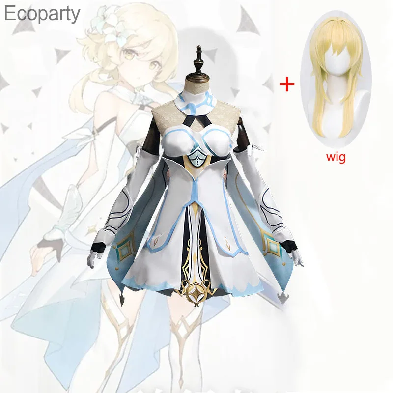 

Anime Game Genshin Impact Traveler Lumine Cosplay Costume Wig Women Girl Uniform Dress Game Clothing Halloween Costumes Full Set