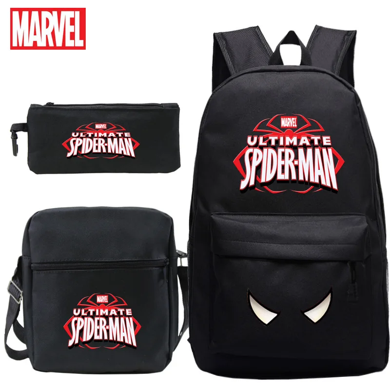 

Рюкзак «Человек-паук» Disney, маленький школьный ранец Marvel для учеников начальной школы, сумка на плечо, набор из трех предметов, аниме