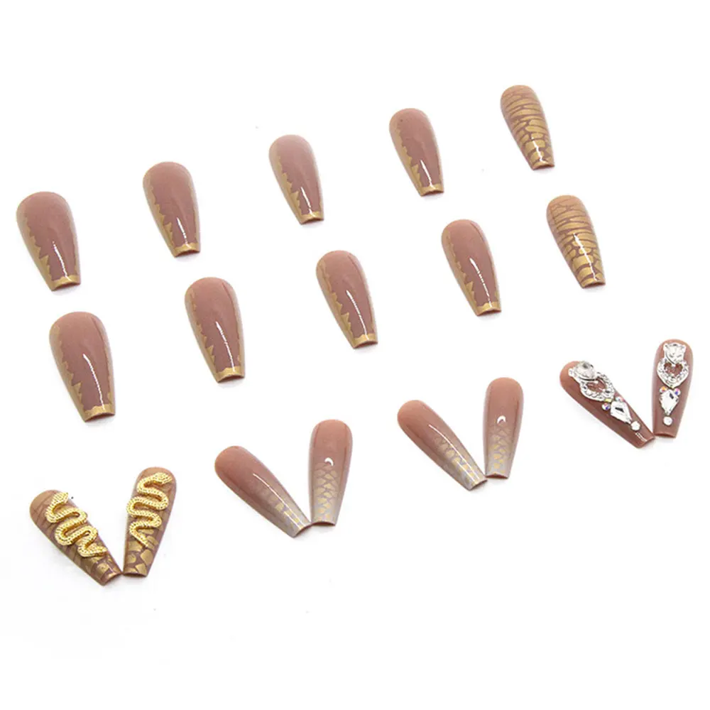 

Искусственные ногти со змеиным бриллиантом, 24 шт., Уникальный Модный узор, аксессуары для ногтей для нейл-арта, практики начинающих