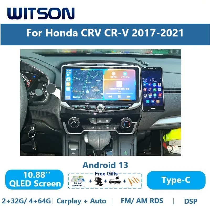 Автомобильное стерео QLED Android 13 мультимедиа для Honda CRV CR-V 2017-2021 Carplay автомобильное