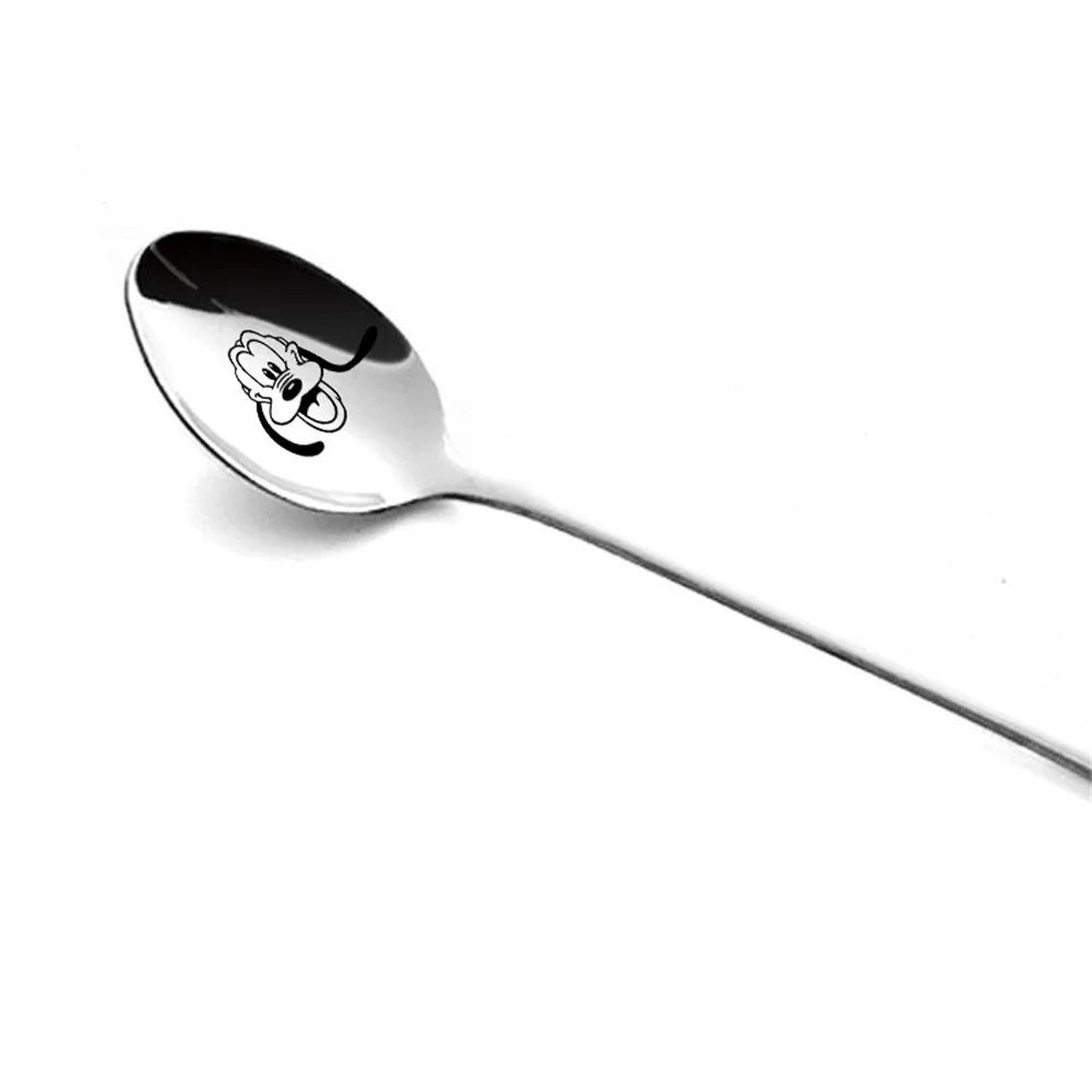 Детская ложка из нержавеющей стали с длинной ручкой и мультяшным Микки
