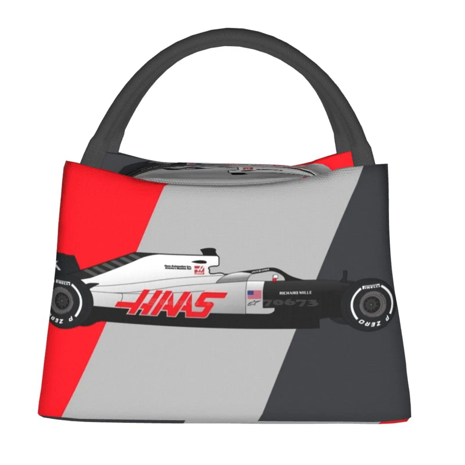 

Hand-Drawn Formula 1 Haas Vf-20 Food Portable Insulation Bag Cooler Tote Haas Vf20 Racing Car Romain Grosjean Kevin Magnussen