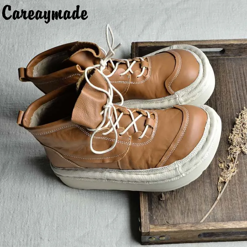 Женские ботинки Careaymade из натуральной кожи повседневные на толстой подошве со