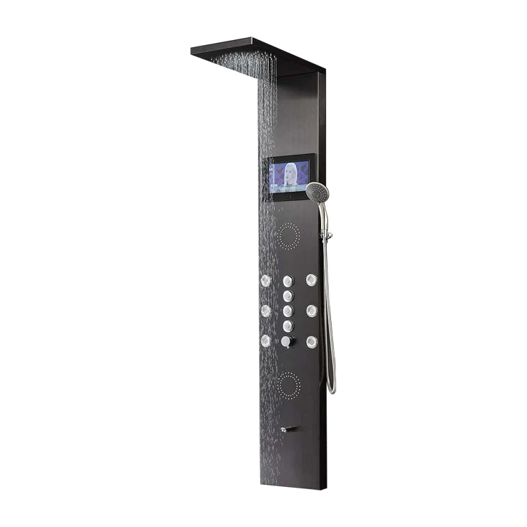 

Stainless Steel LED Rainfall & Waterfall Head Massage Jets Tub Spout Handheld Shower Panel Tower Column System