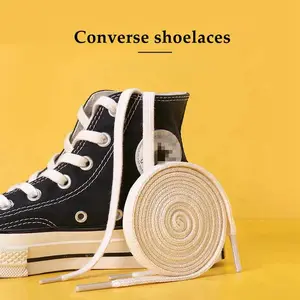 Imported 1Pair Shoelaces Classic Retro Double Weave Shoelace Canvas Cotton Flat Shoe Laces Sneaker Strings Bo