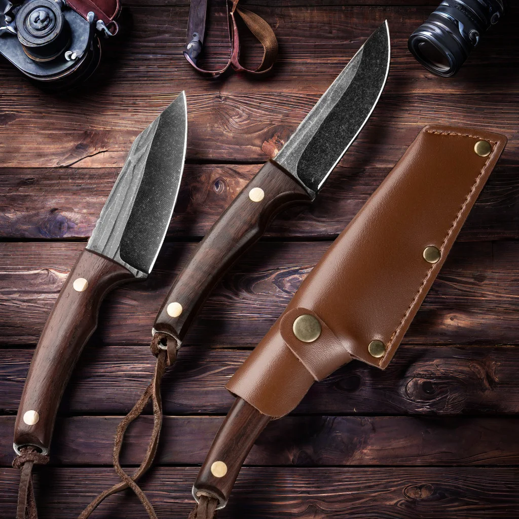 Острый кованый нож с деревянной ручкой многофункциональный для выживания на