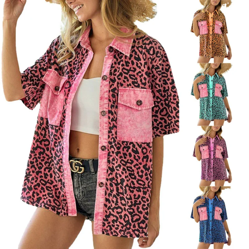 

Winter Jacket Woman 2023 Spring/Summer Fashion Leopard Print Jackets for Women Coats Short Sleeved Casual Shirt for Women