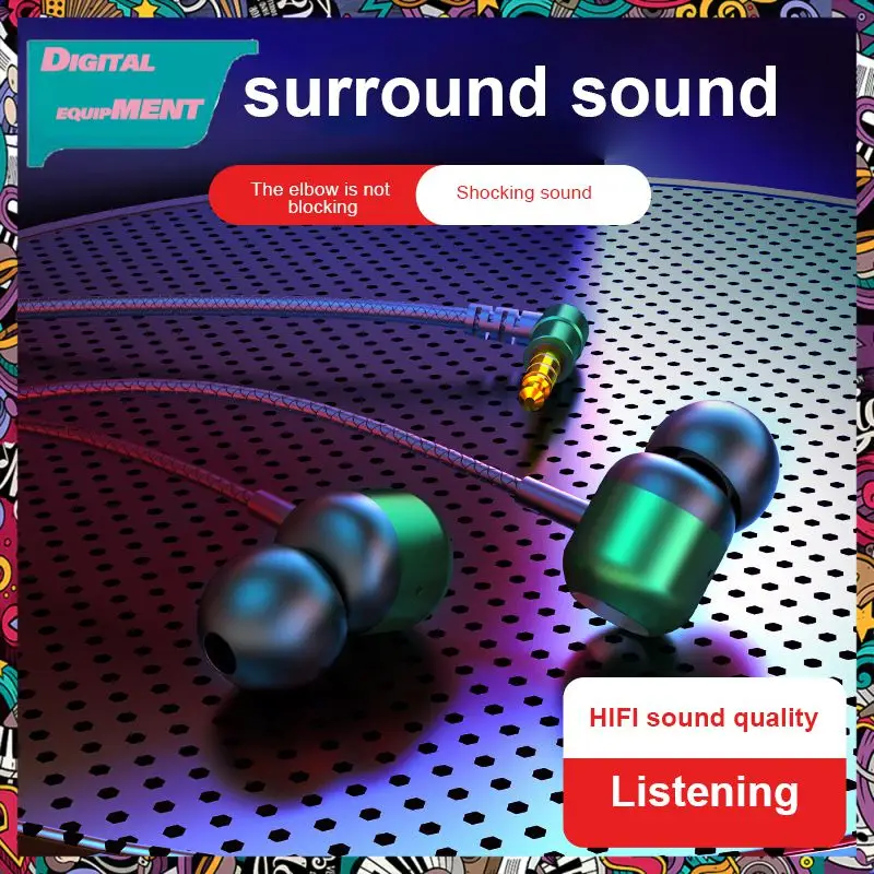 

High Quality Wired Headphones Hifi Stereo Compact 3.5mm Wired Headset Red Earbuds With Microphone Comfortable Mobile Earphone