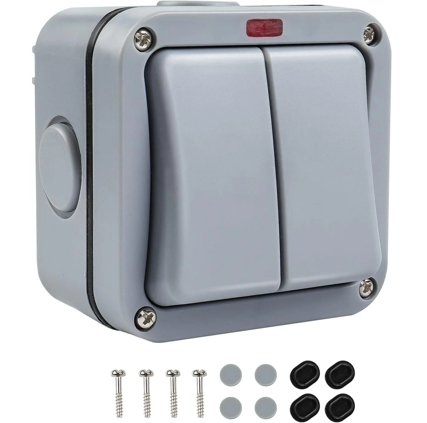 

Weatherproof Wall Light Switch With Indicator 1PCS Outdoor Double Control Dustproof Push Button Switch 20A 220V Plastic Material