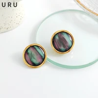 trendy jewelry s925 needle texture resin earrings hot sale vintage temperament high quality brass golden stud earrings for party
