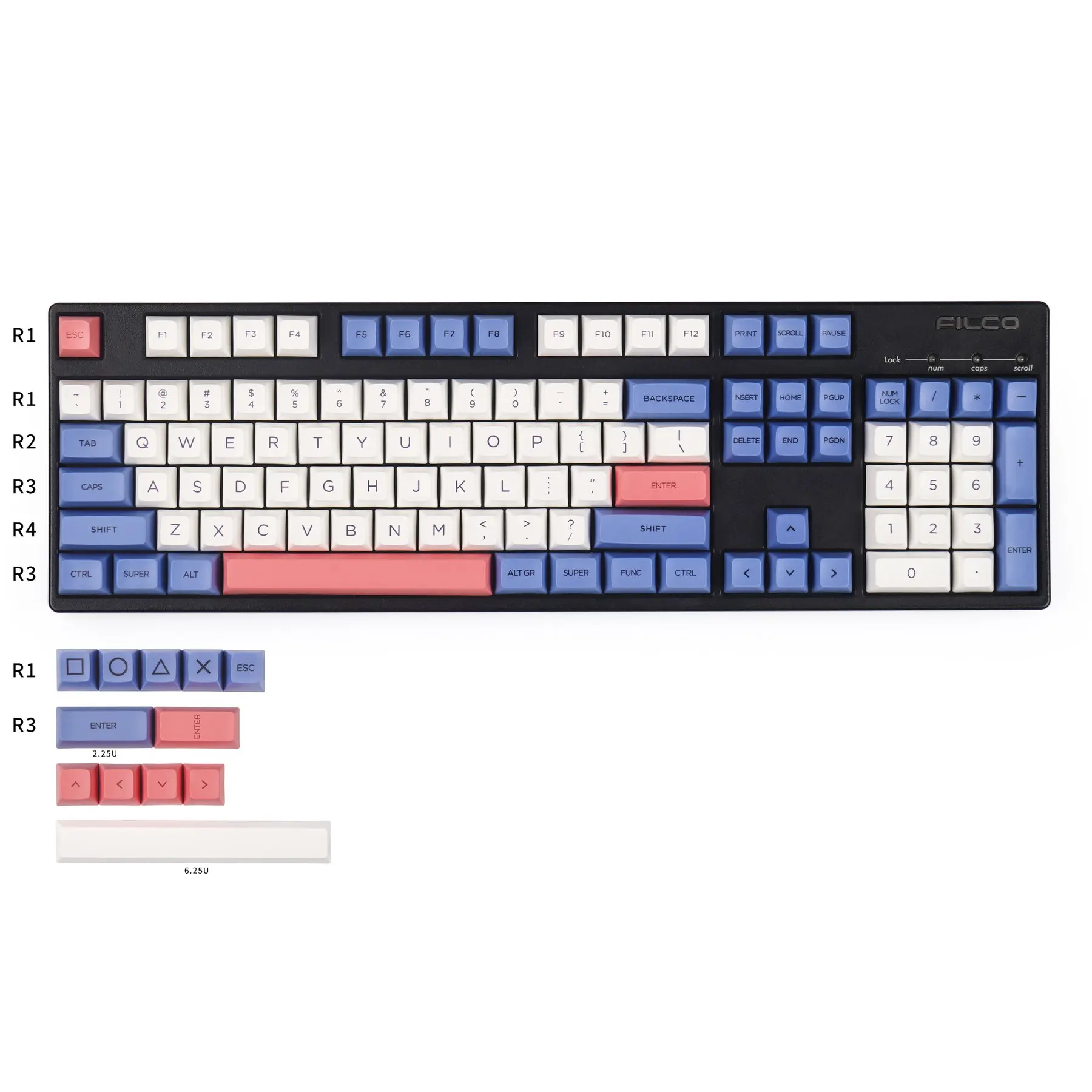

KBDfans SA PBT Vlolet колпачки для клавиш с краской, полный набор 163/116/международные клавиши