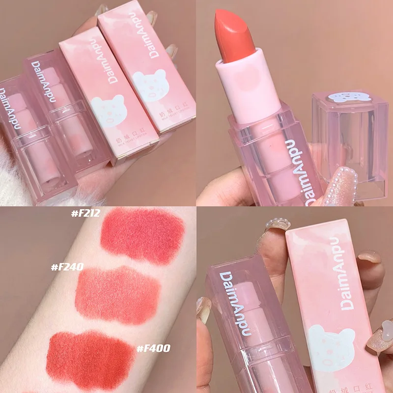 

Milk Velvet Lipstick Smooth Long Lasting Red Tint Balm Lip Gloss Easy to Wear Waterproof Lip Mud Moisturizing Glaze Makeup Cute