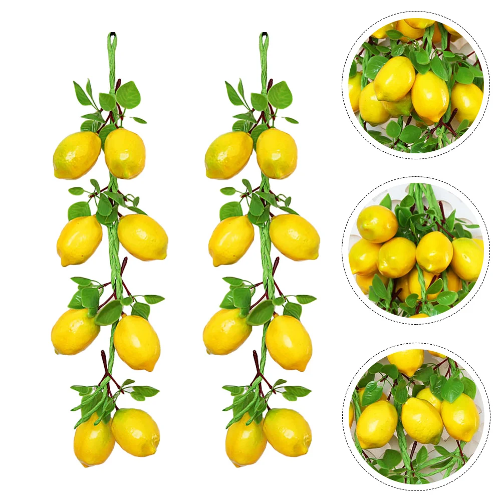 

2Pcs Pretend Play Fruit Lemons for Decoration Lemon Garland Plastic Fruitationsss Bunch Lemon Model Garland