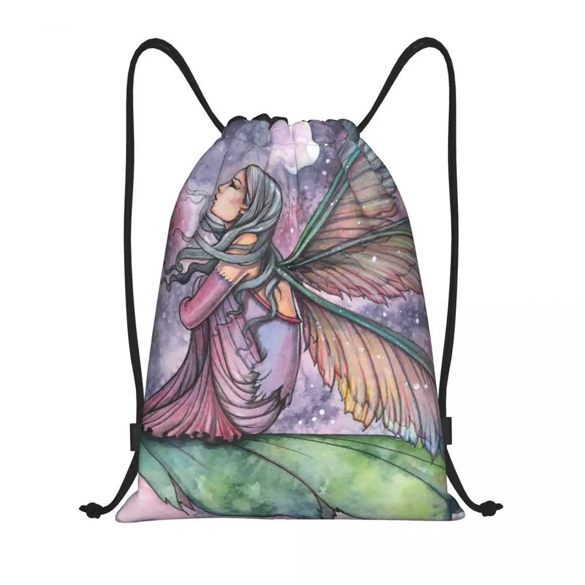 

Drifting Away Fairy And Moon Fantasy Art By Molly Harrison Drawstring Bags for Shopping Yoga Backpacks Sports Gym Sackpack