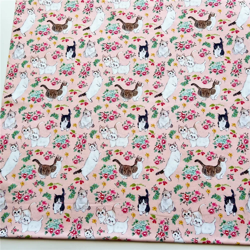 50*110 см Мультфильм Ретро котенок Кот Печать 100% хлопок Ткань DIY Ручная работа шитье