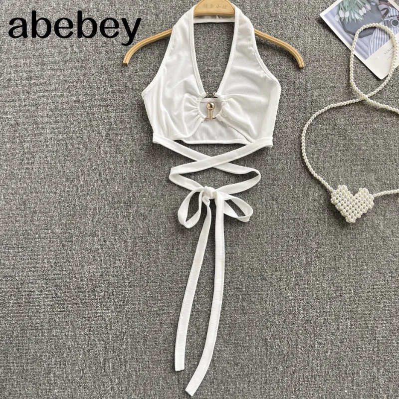 

Топ женский летний с V-образным вырезом и открытой спиной