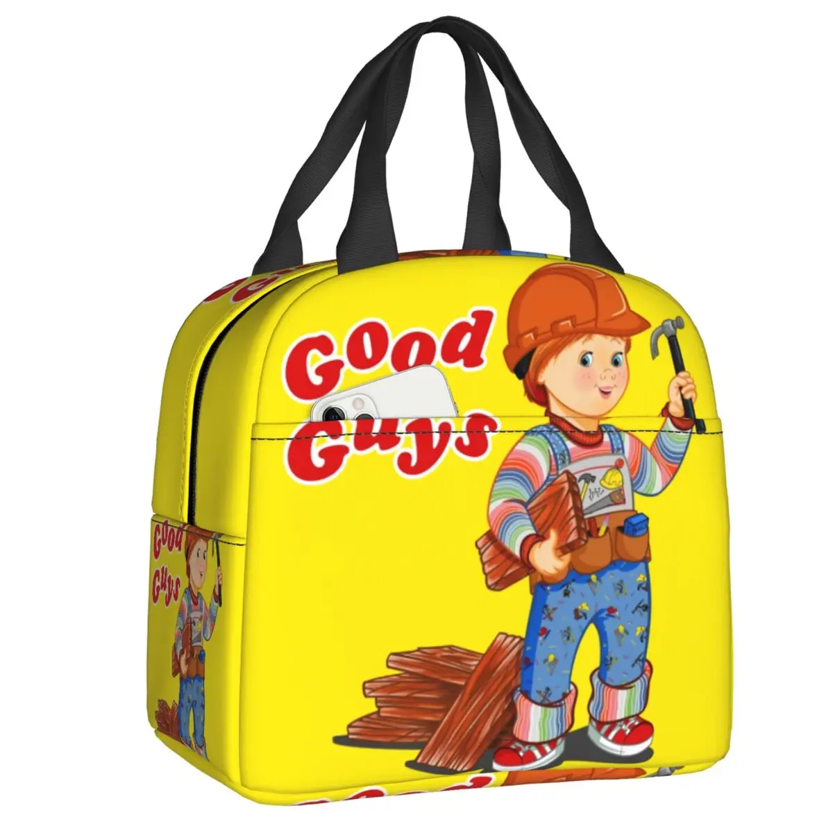 Good Guys Construction Worker Insulated Lunch Bag Child's Play Chucky Cartoon Thermal Cooler Lunch Box Office Picnic Travel