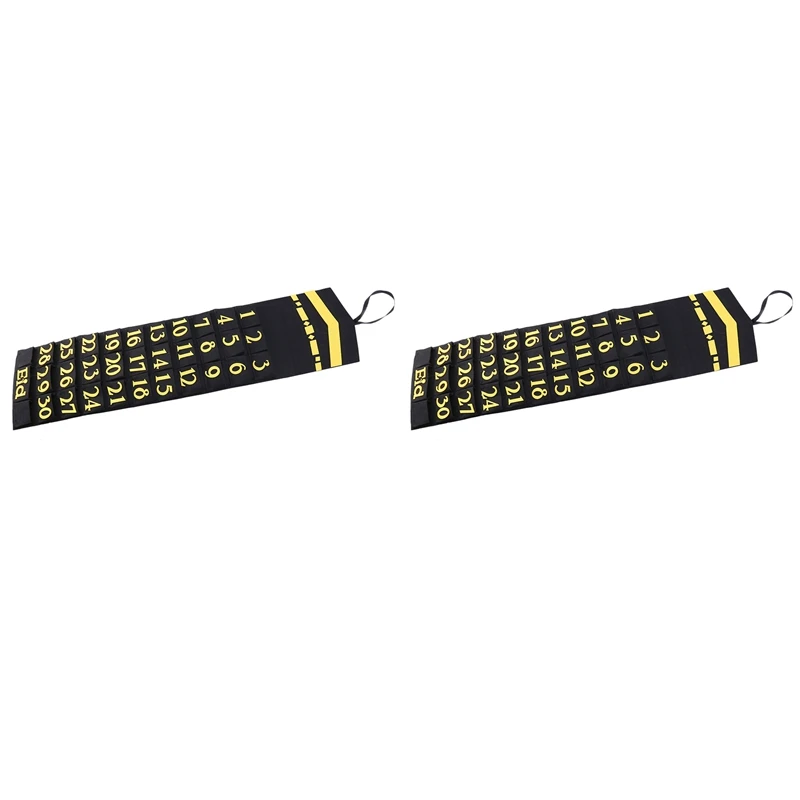 

2X Ramadan Mubarak Ramadan Hanging Calendar Felt Eid Mubarak Wall Countdown Calendar with 30 Numbered Pockets Black