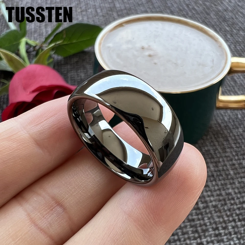 Dropshipping TUSSTEN Black Blue Tungsten Carbide Ring Men Women Wedding Band Domed Polished Finish 6MM/8MM Available