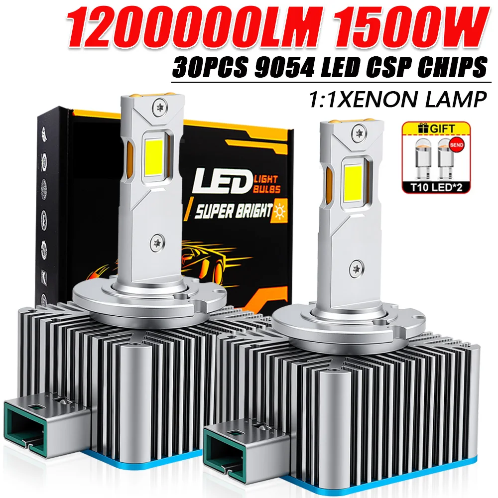 D1S D3S Светодиодная лампа Canbus 6000K D2S D4S D8S D2R D4R Фонари для автомобиля 1200000LM 1:1 Xenon Plug&Play Супер яркая авто лампа