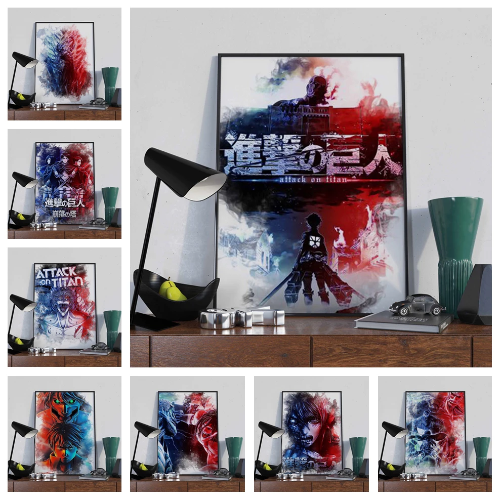 

Картина из японского аниме «атака на Титанов», художественный декор, домашнее украшение, качественный постер на холсте для спальни, детской комнаты, Настенный декор