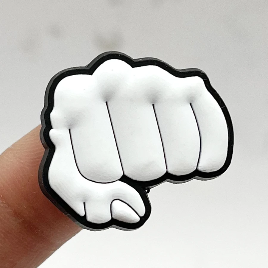 Novelty 1pcs Cartoon Victory Gesture PVC Shoe Charm Accessories Diy Shoe Buckle Decor Flower Fit Pins Croc Charms JIBZ Kid Gift