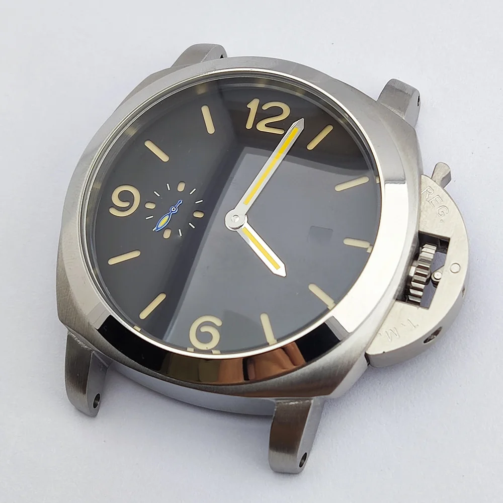 44mm ST2555 Movement Case Panerai Stainless Steel Case Men Automatic Mechanical Watch Black Dial Watch Replacement Parts