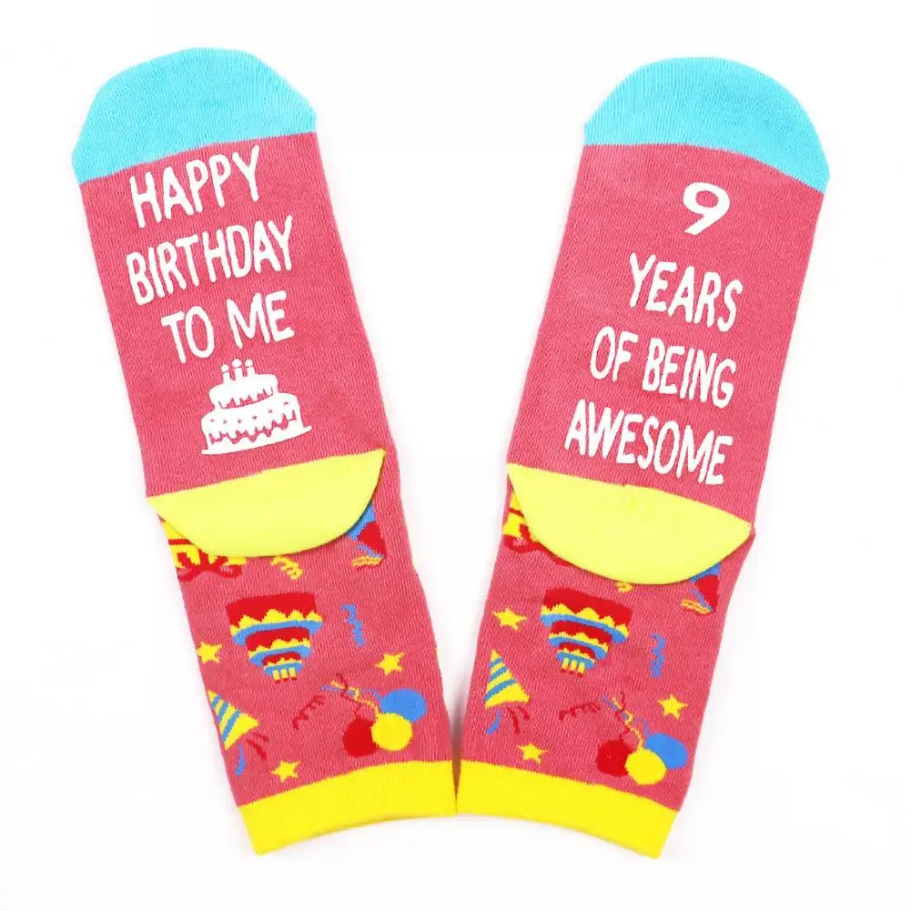 Забавные носки унисекс на день рождения с буквенным принтом толстые теплые