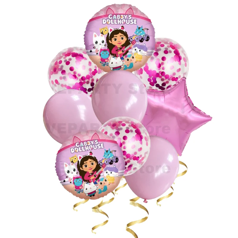 9pcs Gabby Dollhouse Cats Balloon 12inch latex Balls Kids Birthday Party Decoration Baby shower Supplies Helium Globos Kids Toys