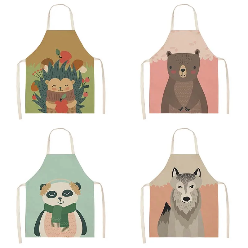 

Cooking Baking apron Cute Fox Penguin Print Sleeveless apron Fun kitchen supplies Household cleaning tools for men and women