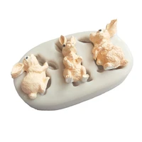 3d rabbit cake mold cake fondant decoration tool silicone mould chocolate cake gumpaste mold easter bunny kitchen cooking tools