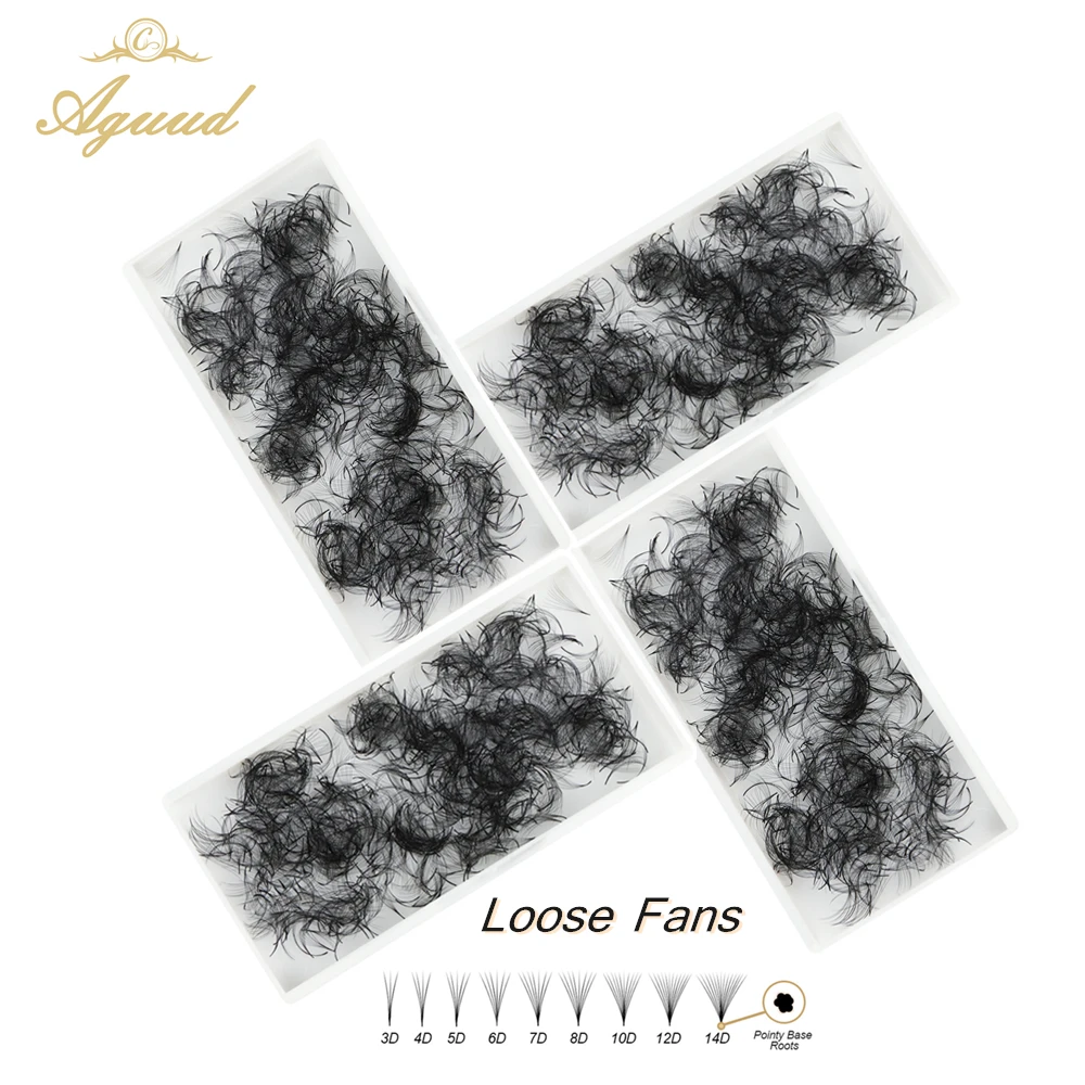 

AGUUD Sharp Eyelashes Loose Fans 8D 10D 12D 14D Pointy Thin Stem Premade Russian Volume Eyelash Extensions Fans Faux Mink Lashes