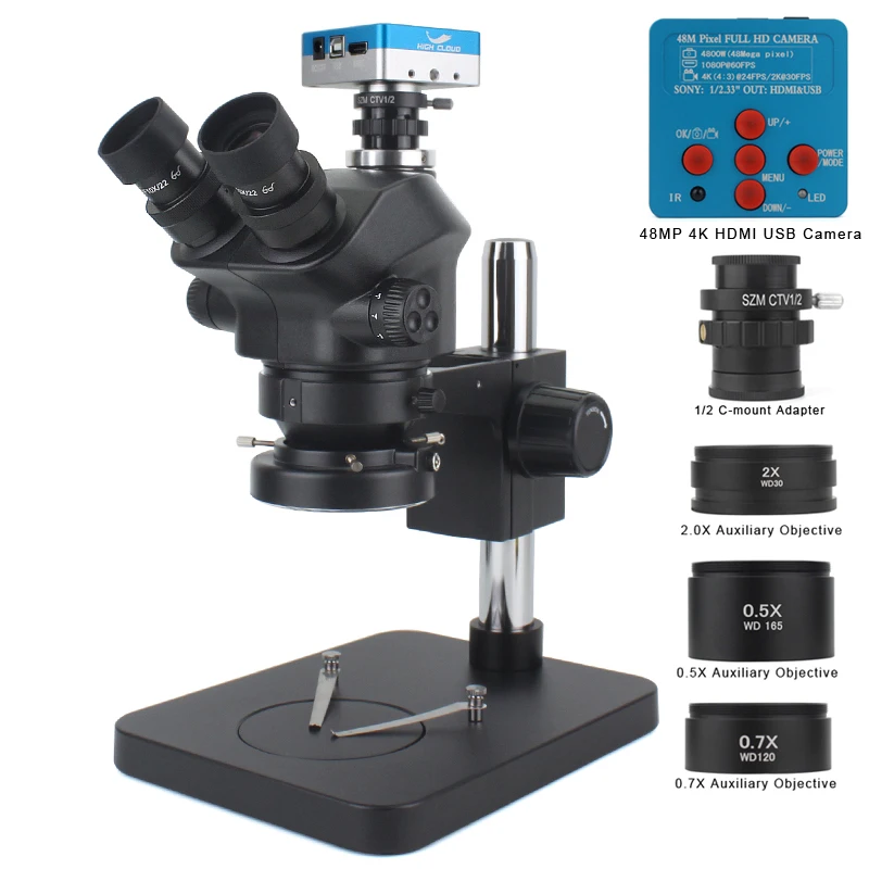 

Industrial Lab 48MP 4K HDMI USB Video Camera 50X 100X Simul-Focal Stereo Trinocular Microscope C Mount Auxiliary Objective Lens