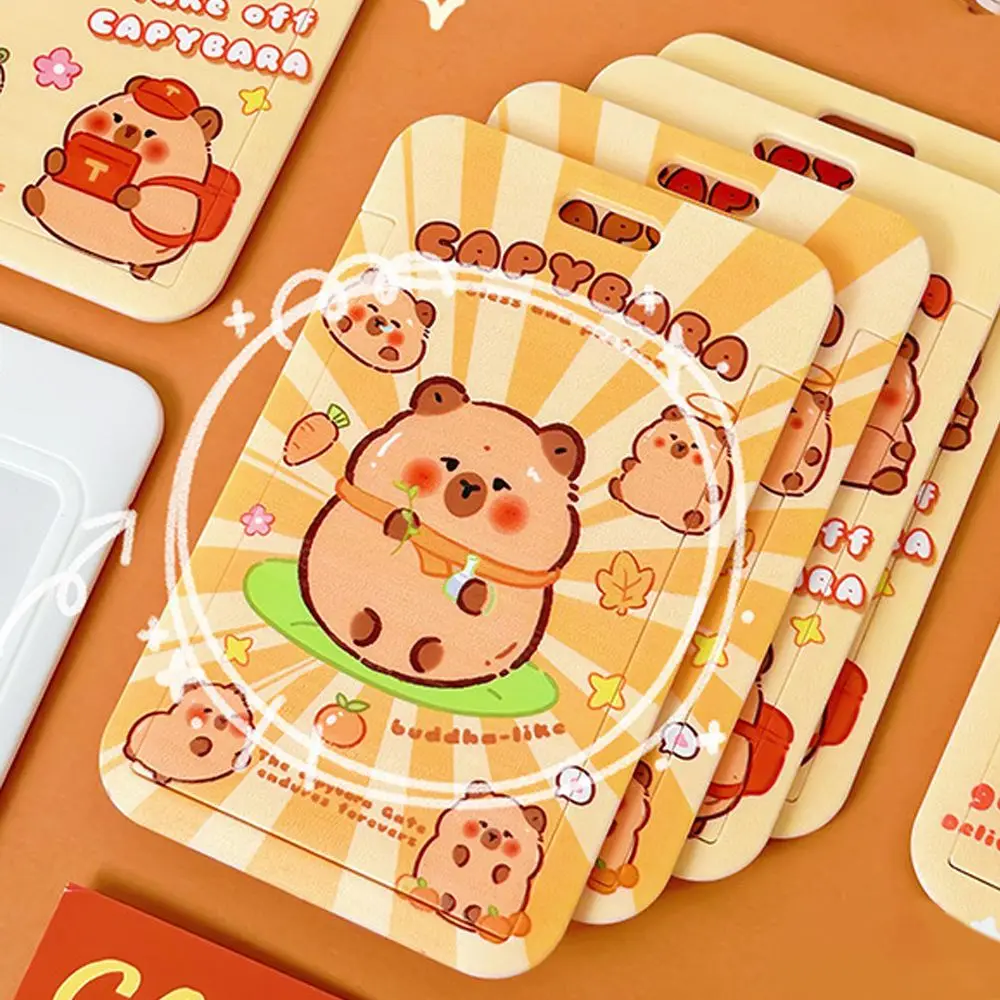 Милый пластиковый держатель для карт с надписью Капибара желтый чехол
