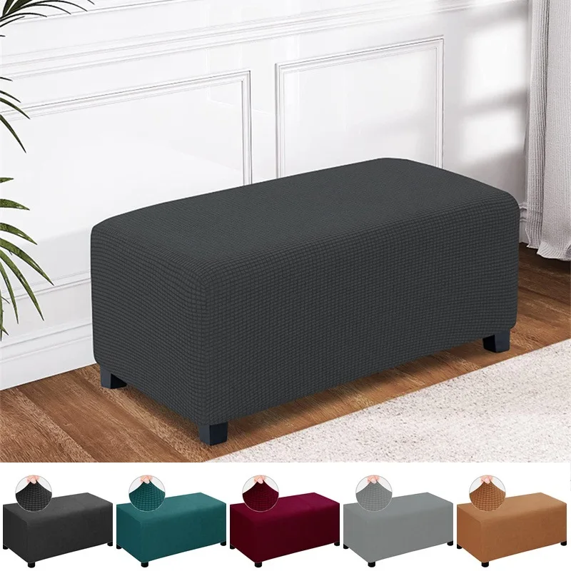 

Jacquard Ottoman Slipcover Storage Stool Furniture Protector Cover Thick Rectangle Elastic Foot Rest Slipcover Home Decor 오토만 커버