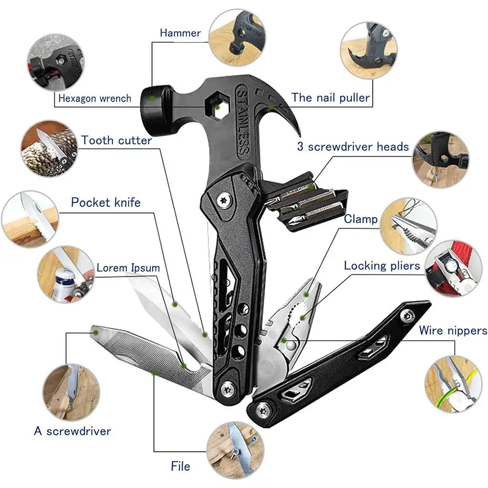 Многофункциональный молоток складные плоскогубцы гаечный ключ отвертки