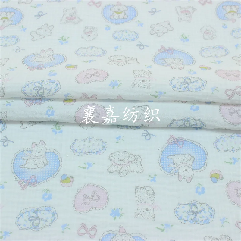 Двойной марлевый креп мультяшный щенок детская одежда пижамы ткань