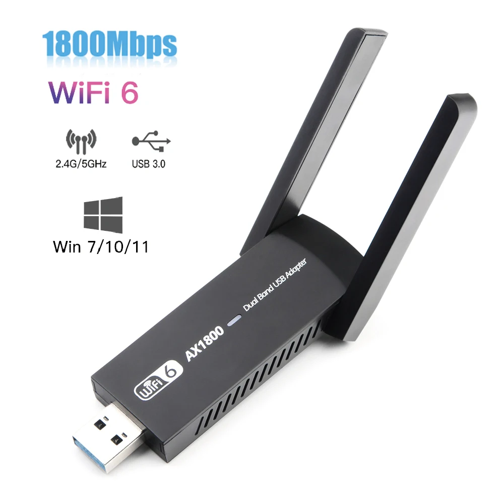 AMKLE USB WiFi 6 Adapter 5Ghz 1800Mbps Wireless USB Network Card Wi Fi Dongle USB LAN Ethernet Dual Band Wi-Fi Receptor